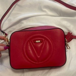 Red leather Valentino cross body purse